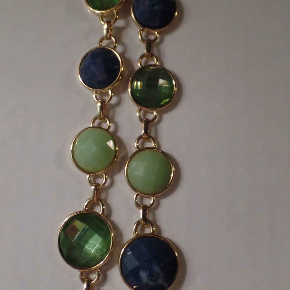 Bill Blass Goldtone Blue & Green Stones Necklace - Picture 12 of 12